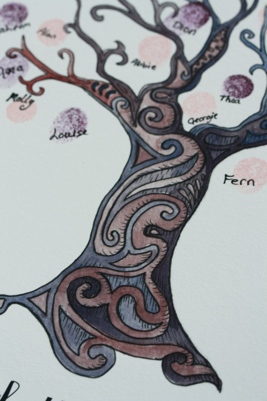 Celtic pattern guestbook tree - mythical purple