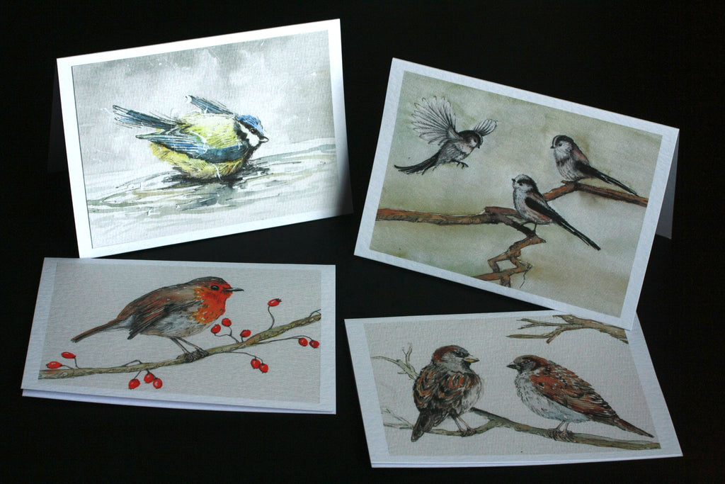 Secret life of garden birds: 4 greetings cards