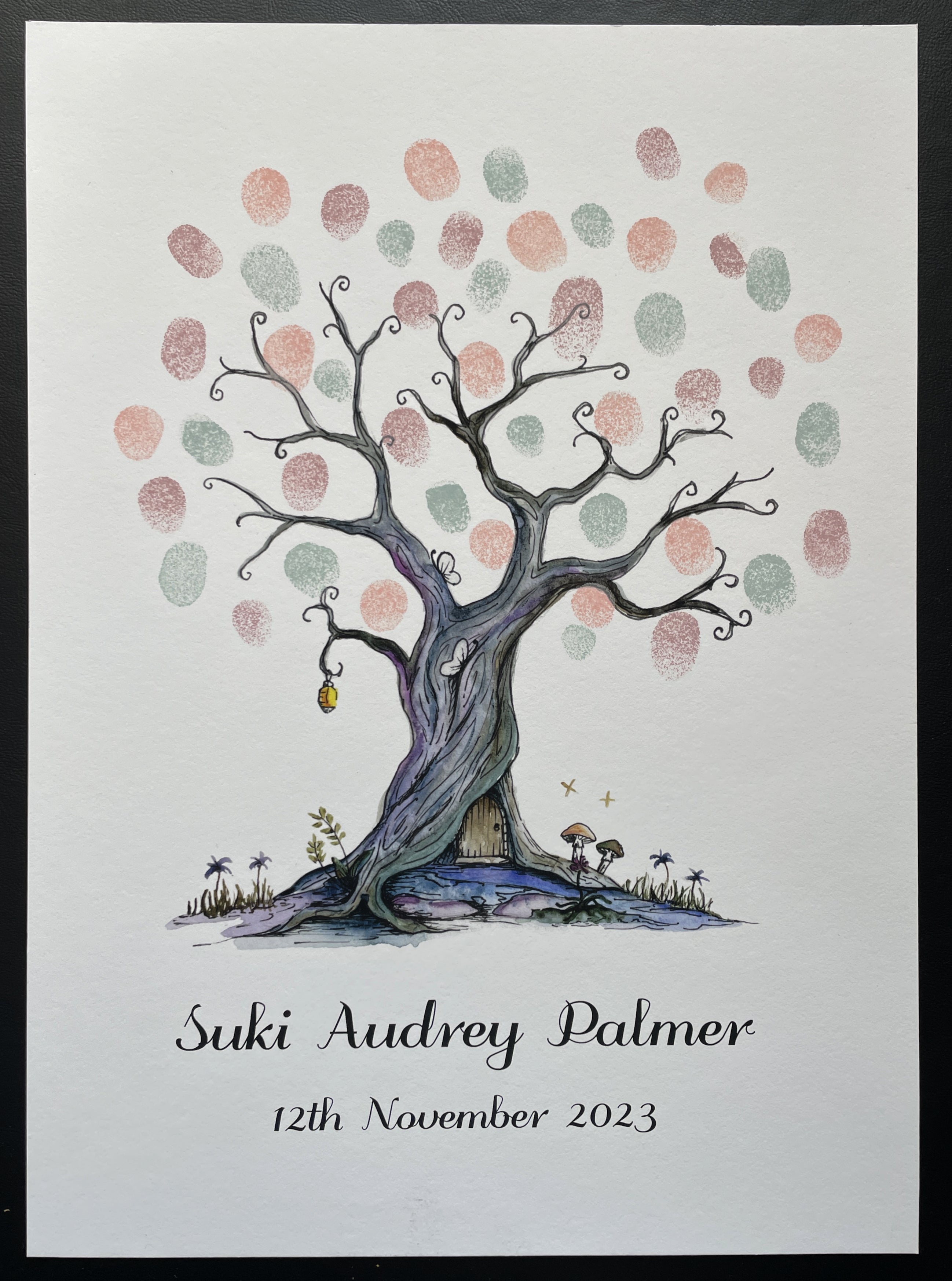 Magical tree fingerprint guest book