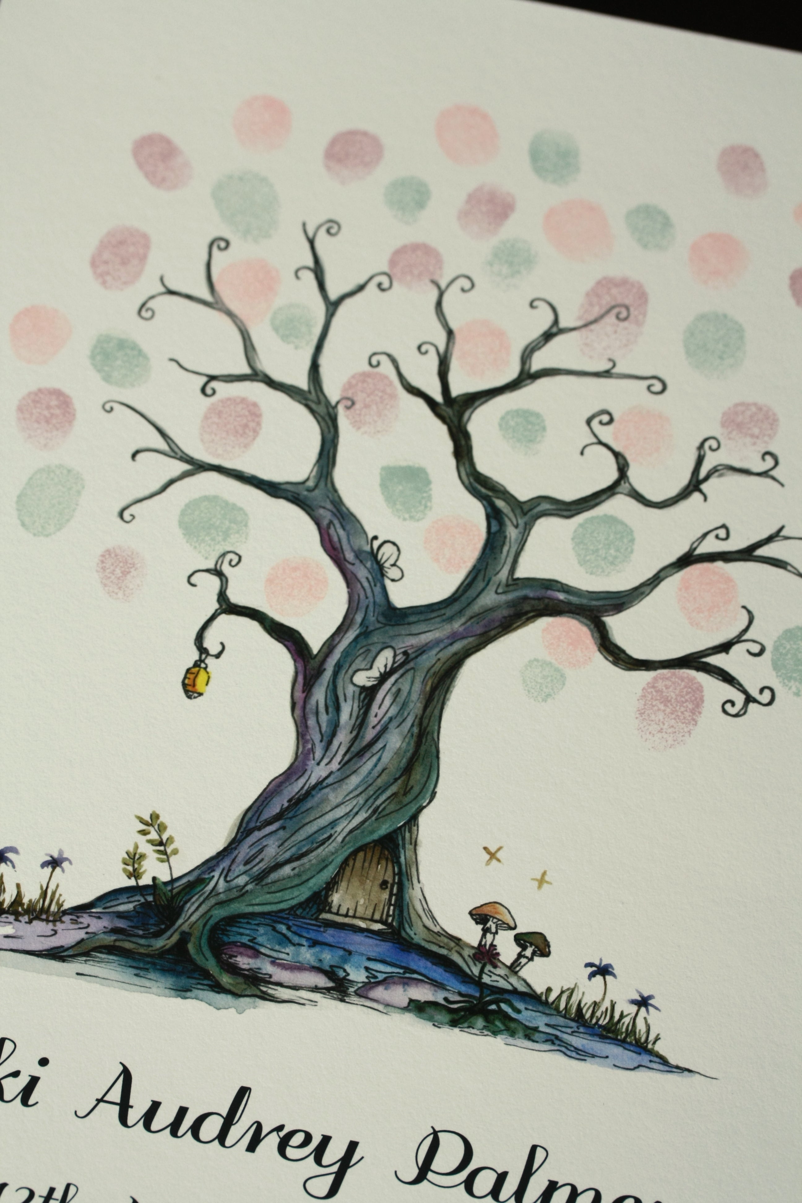 Magical tree fingerprint guest book