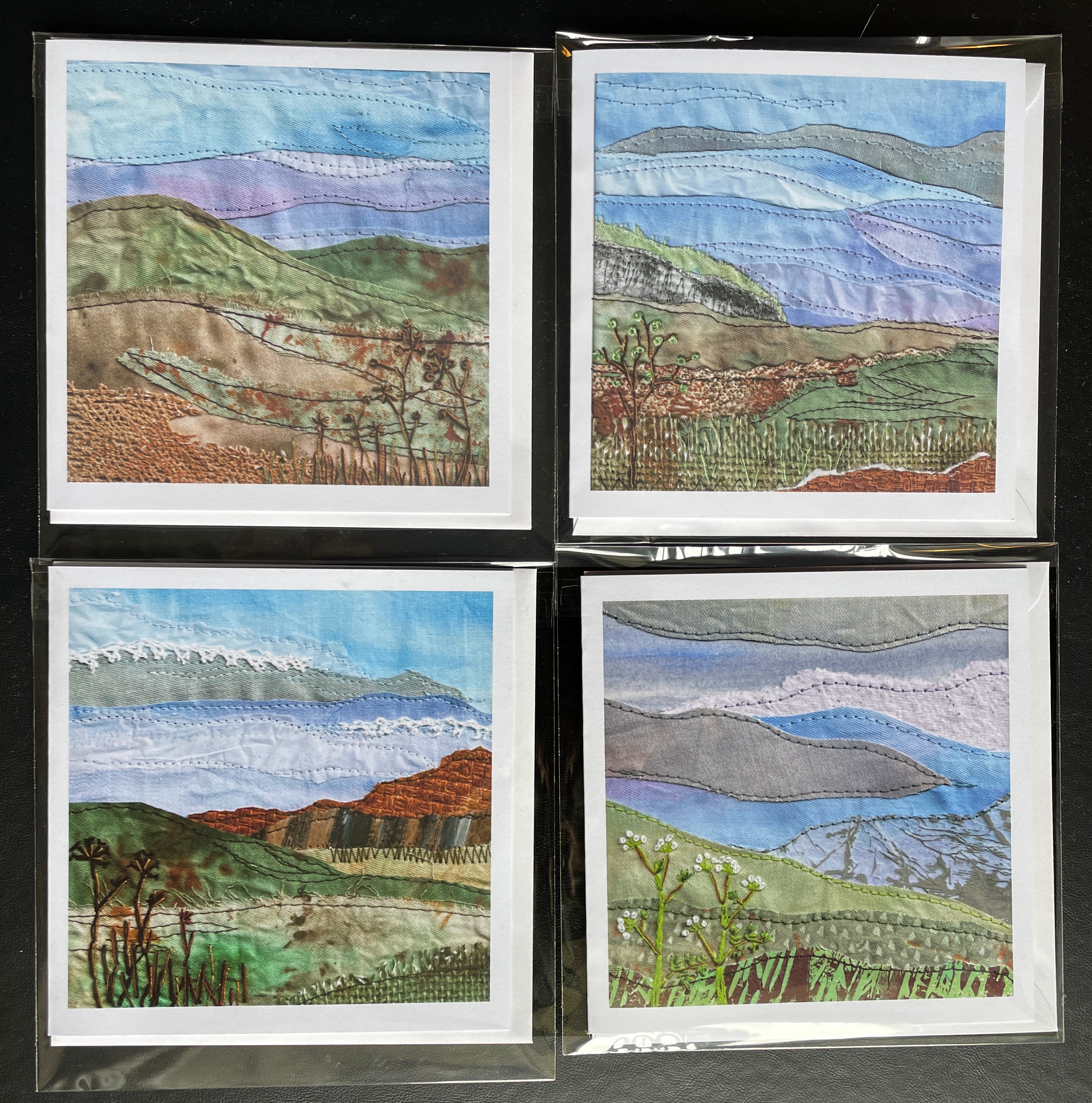 landscapes in mixed media: 4 greetings cards