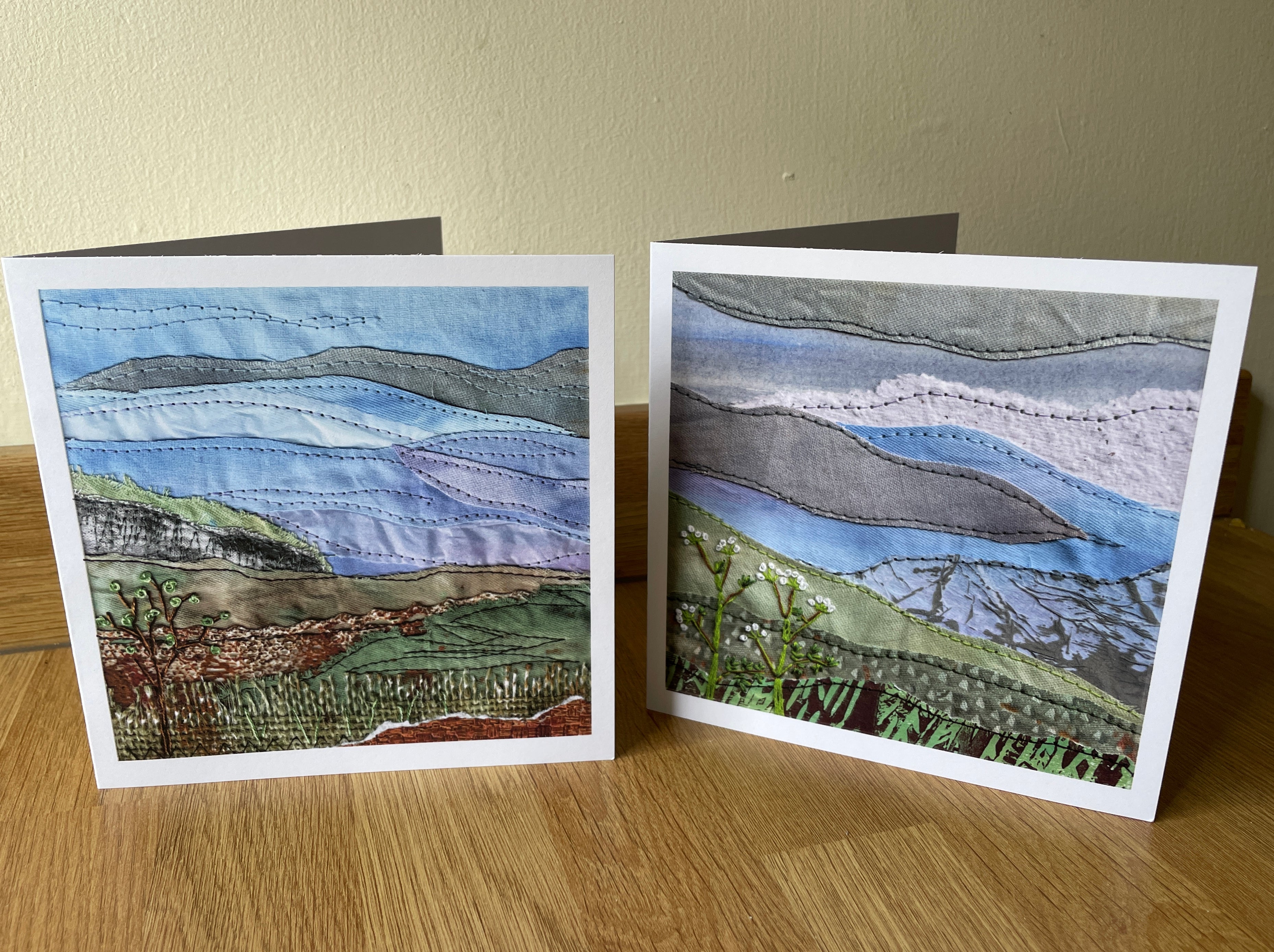 landscapes in mixed media: 4 greetings cards